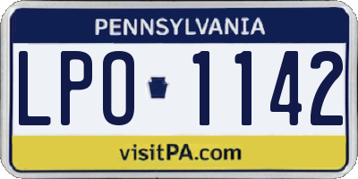 PA license plate LPO1142