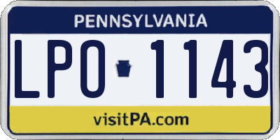 PA license plate LPO1143