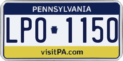 PA license plate LPO1150