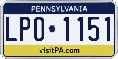 PA license plate LPO1151