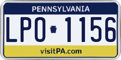 PA license plate LPO1156