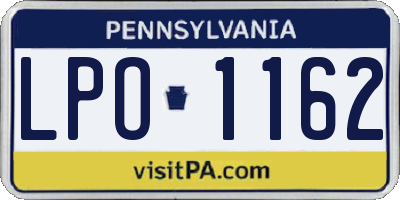 PA license plate LPO1162