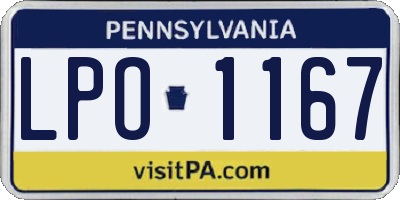 PA license plate LPO1167