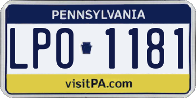 PA license plate LPO1181
