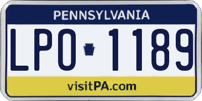PA license plate LPO1189
