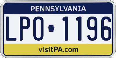 PA license plate LPO1196