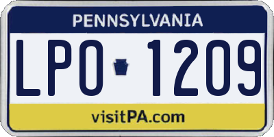 PA license plate LPO1209