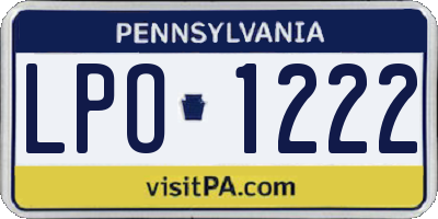 PA license plate LPO1222