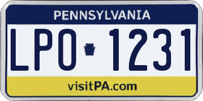 PA license plate LPO1231