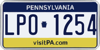 PA license plate LPO1254
