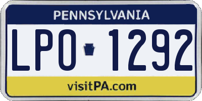 PA license plate LPO1292