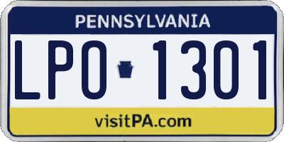 PA license plate LPO1301