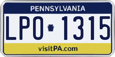 PA license plate LPO1315