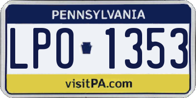 PA license plate LPO1353