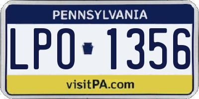 PA license plate LPO1356