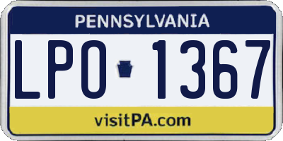 PA license plate LPO1367