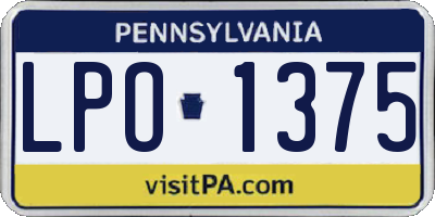 PA license plate LPO1375