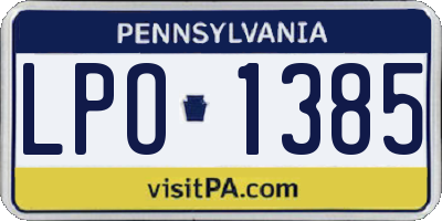 PA license plate LPO1385