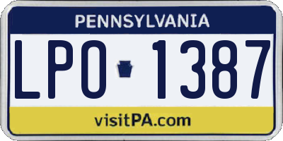 PA license plate LPO1387