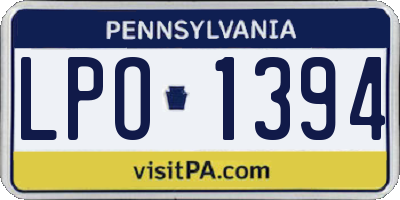 PA license plate LPO1394
