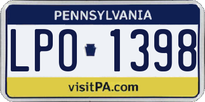PA license plate LPO1398