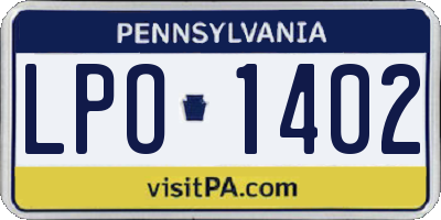 PA license plate LPO1402
