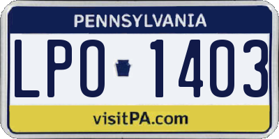 PA license plate LPO1403