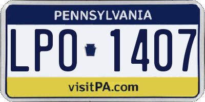 PA license plate LPO1407