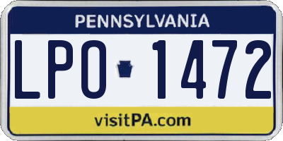 PA license plate LPO1472