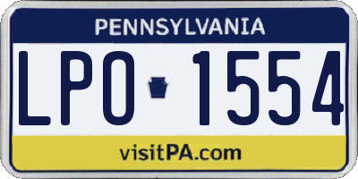 PA license plate LPO1554