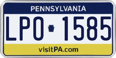 PA license plate LPO1585