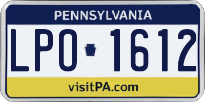 PA license plate LPO1612