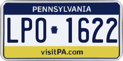 PA license plate LPO1622