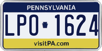 PA license plate LPO1624