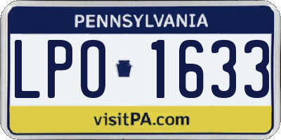 PA license plate LPO1633