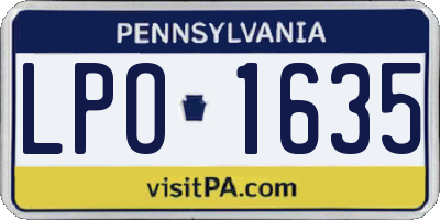 PA license plate LPO1635
