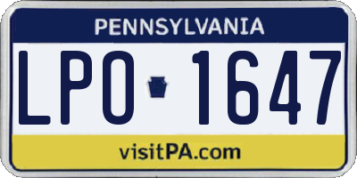 PA license plate LPO1647