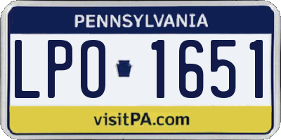 PA license plate LPO1651