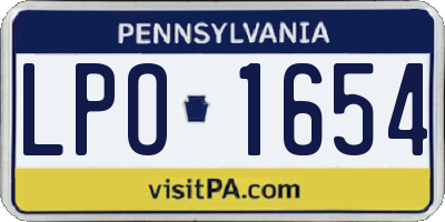 PA license plate LPO1654