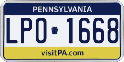 PA license plate LPO1668