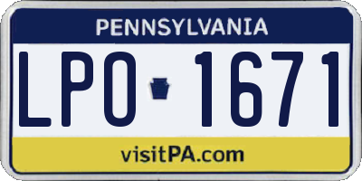 PA license plate LPO1671