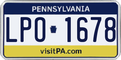 PA license plate LPO1678
