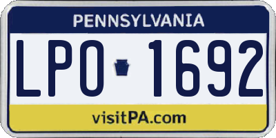 PA license plate LPO1692