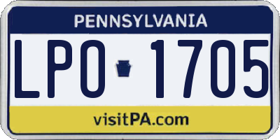 PA license plate LPO1705