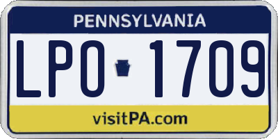 PA license plate LPO1709