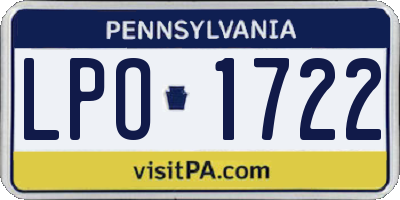 PA license plate LPO1722