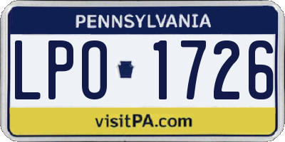 PA license plate LPO1726