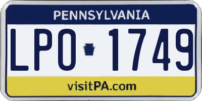 PA license plate LPO1749