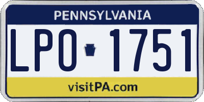 PA license plate LPO1751