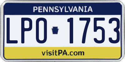 PA license plate LPO1753